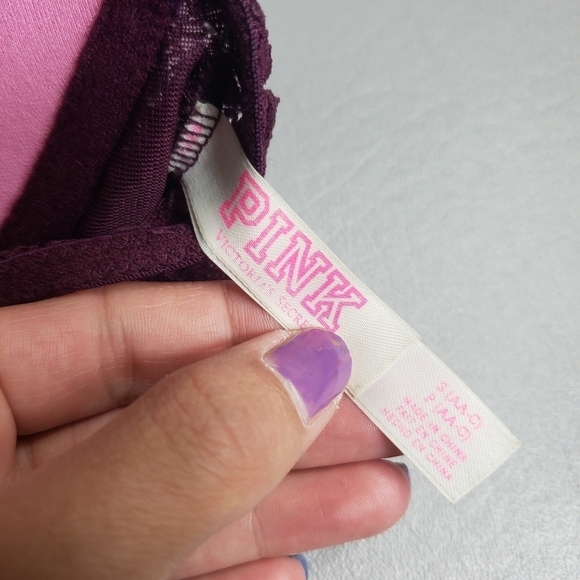 Pink Victoria's secret VS purple lace high neck push up bralette size small - Picture 7 of 9